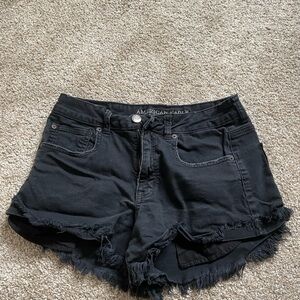 American Eagle Outfitters Frayed Black Jean Shorts